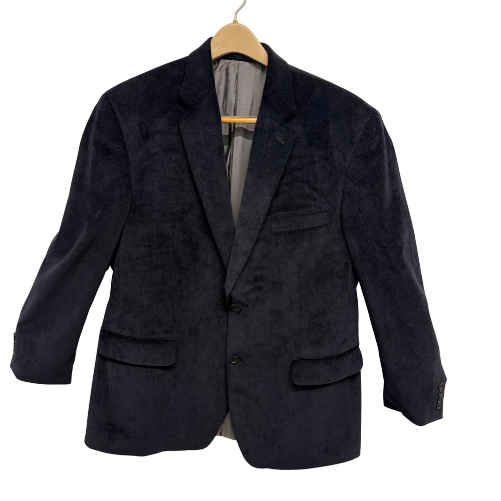 Calvin Klein Mens 44R Navy Blue Corduroy Blazer Sport Coat Stretch 2 Button